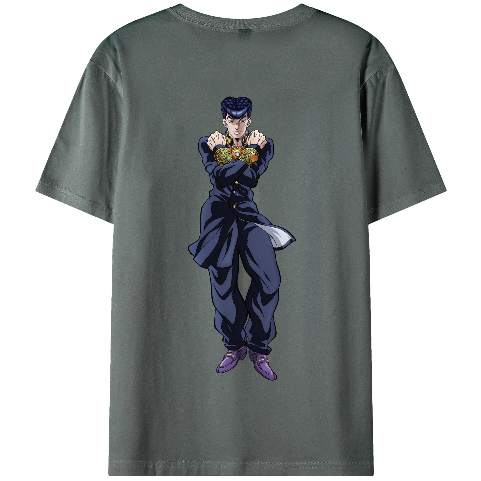 （画像用） ジョジョの奇妙な冒険 ひがしかた じょうすけ JoJo's Bizarre Adventure Higashikata Josuke 綿100％半袖Tシャツ（背面プリント）